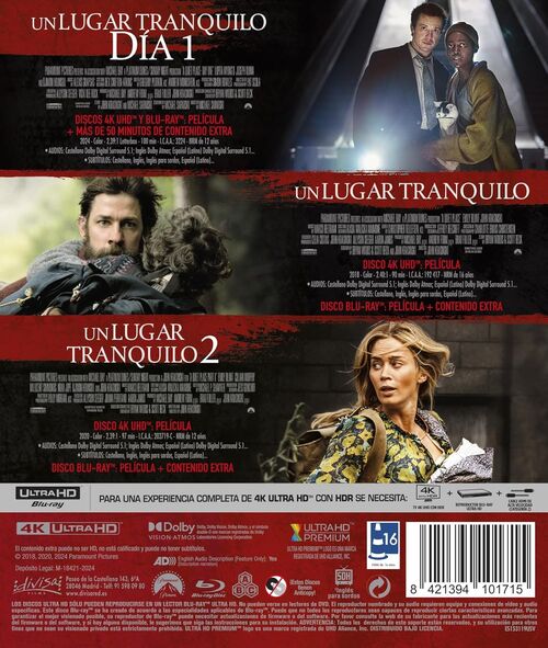 Pack Un Lugar Tranquilo - 3 películas (2018-2024)